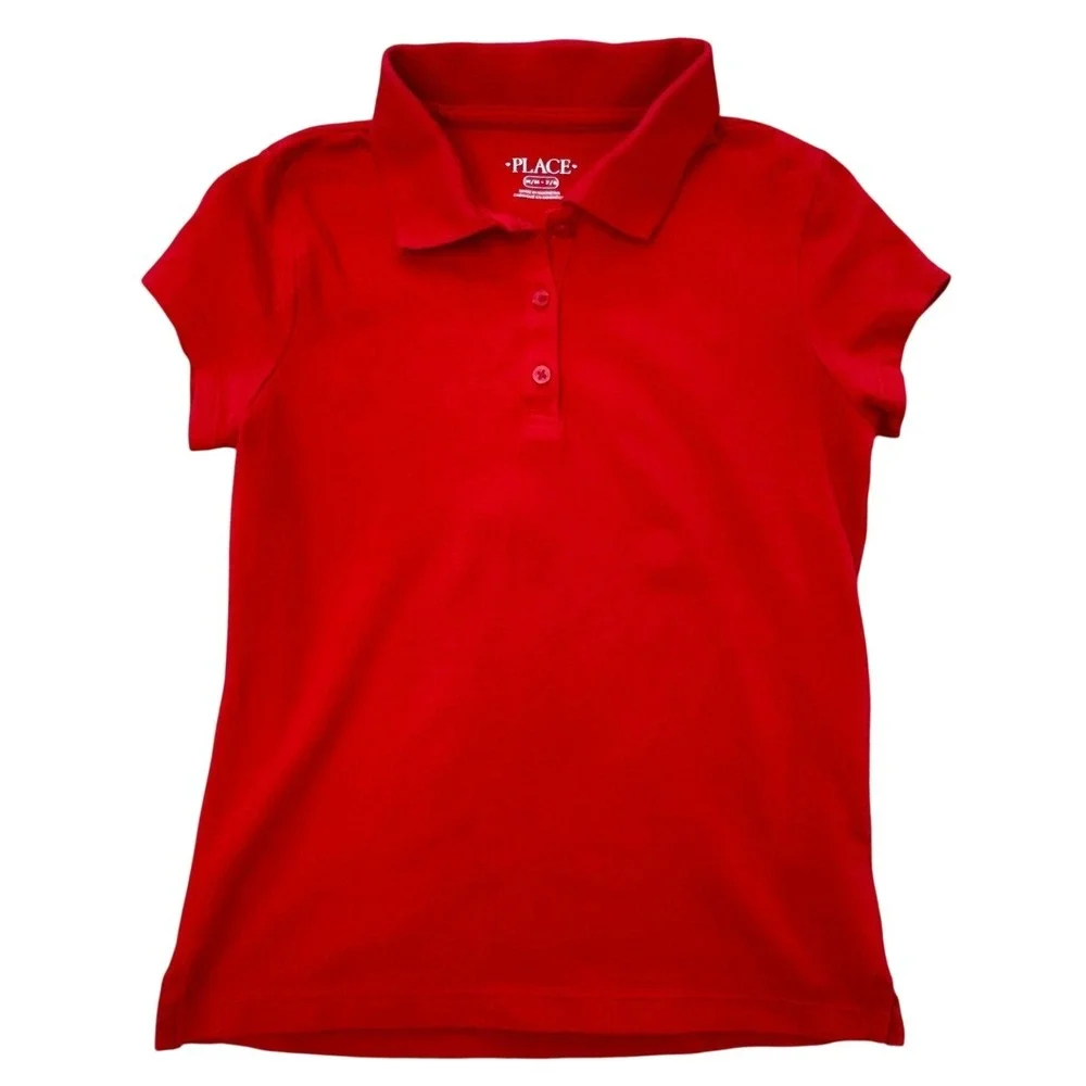 The Children's Place Girls Polo Shirts Size M 7/8 Red Purple 2Pack SchoolUniform